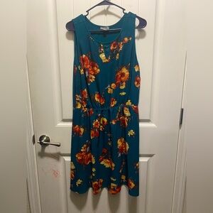 Market & Spruce Teal Floral Midi Dress